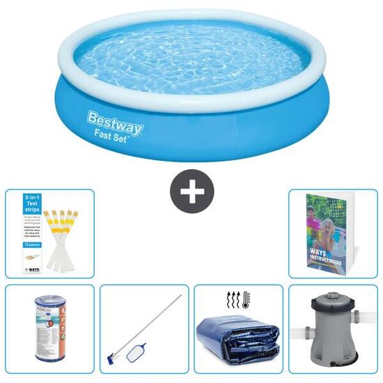 BESTWAY Basen Fast Set Okrągły - 366x76 cm - 7-częściowy S20
