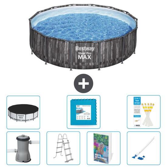 BESTWAY Basen Steel Pro MAX Okrągły - 427x107 cm - 8-częściowy S531