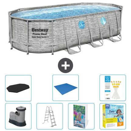 BESTWAY Basen Power Steel Owalny - 549x274x122 cm - 8-częściowy S546