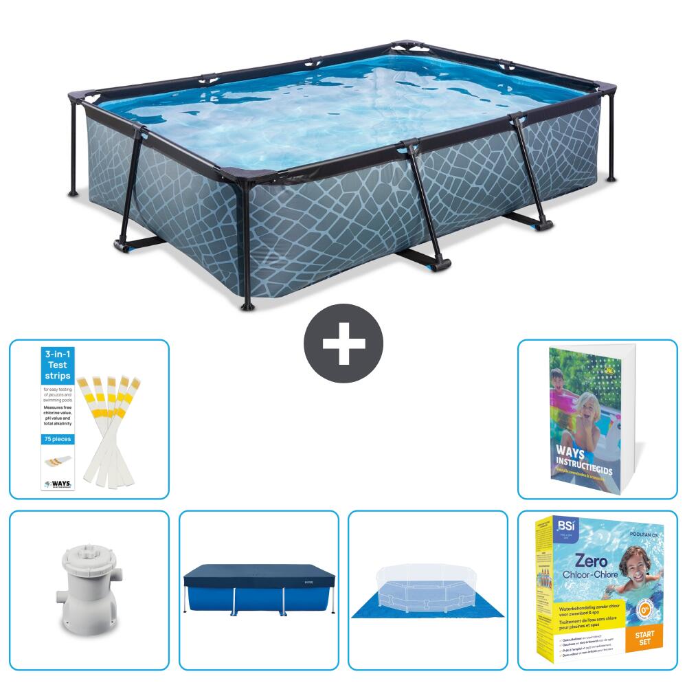 EXIT TOYS Piscina Exit Rectangular - Efecto piedra - 300x200x65 cm -   S198 1/7