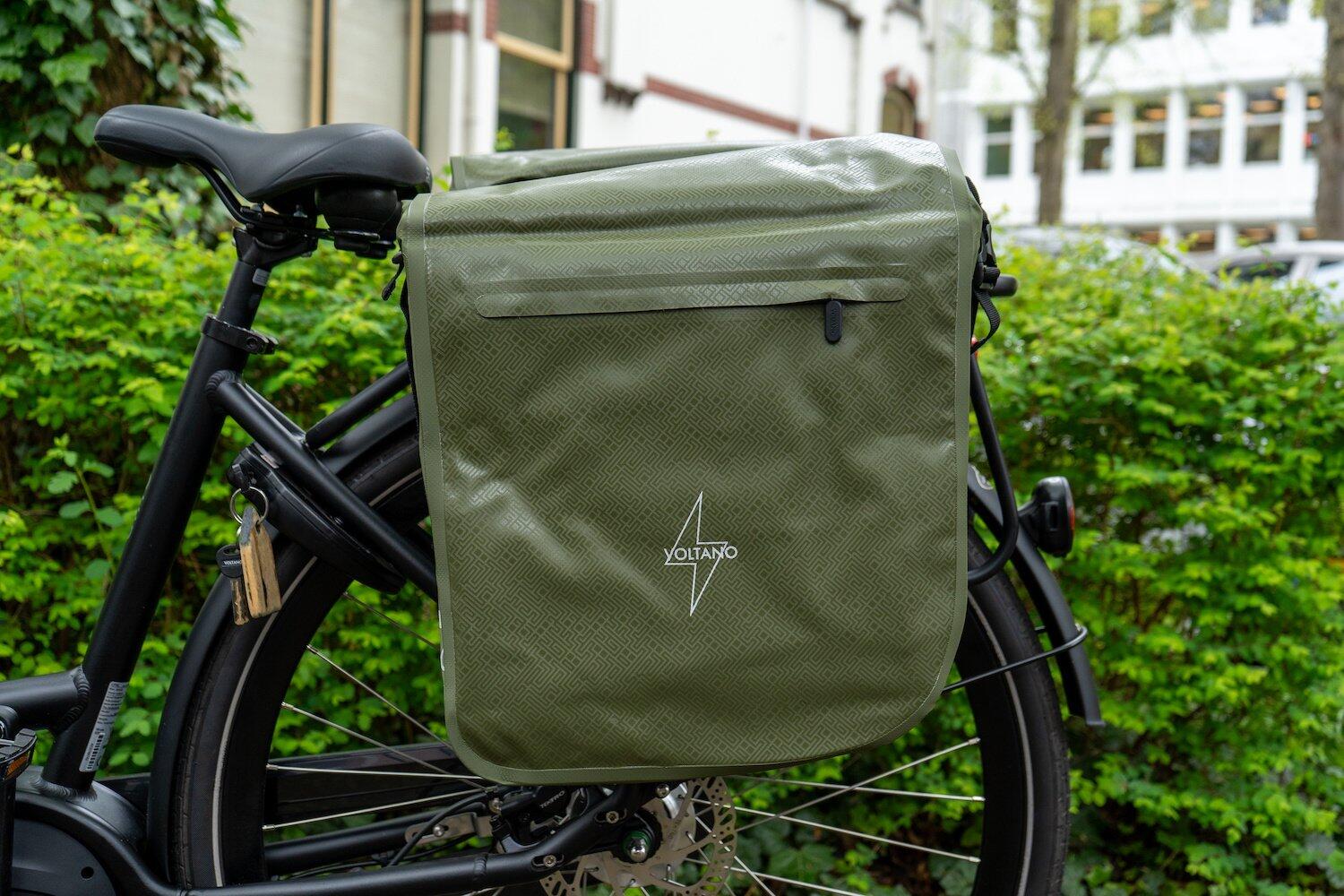 Voltano Dubbele Fietstas Rolltop Urban Green - 48 Liter - 100% Waterdicht 2/7
