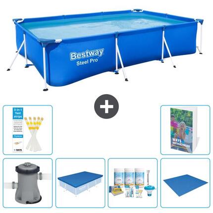 BESTWAY Basen Steel Pro Prostokątny - 300x201x66 cm - 7-częściowy S251