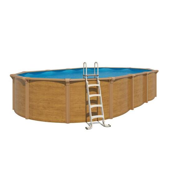 Piscine hors sol acier ovale 7,60 x 4,55 x 1,32 m aspect bois OSMOSE