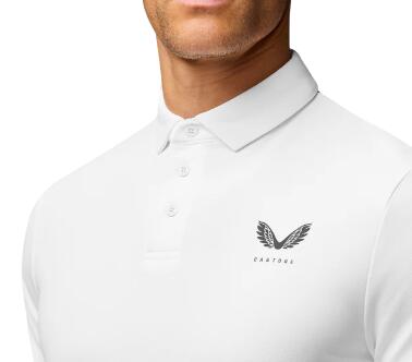 Castore Essential Polo, Golf-Polohemd für Herren, Weiß 3/3