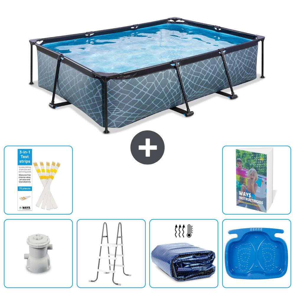 EXIT TOYS Piscina Exit Rectangular - Efecto piedra - 300x200x65 cm -   S318 1/7