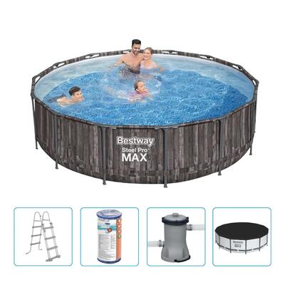 Bestway steel pro max 427x107cm zwembad hout – 5-delig