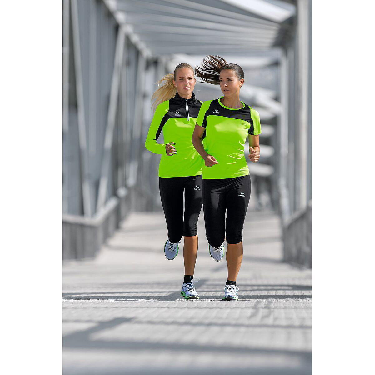 Erima Race Line Running T-shirt Dames - Zwart / Green Gecko 3/3