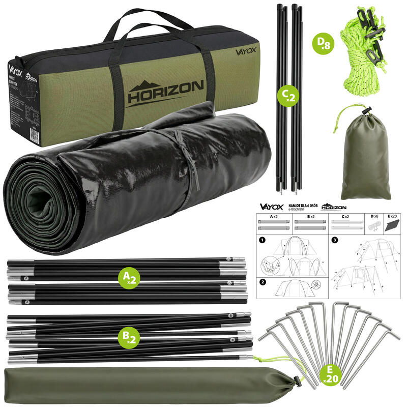 Cort de camping Vayox VA0430 Horizon pentru 6 persoane