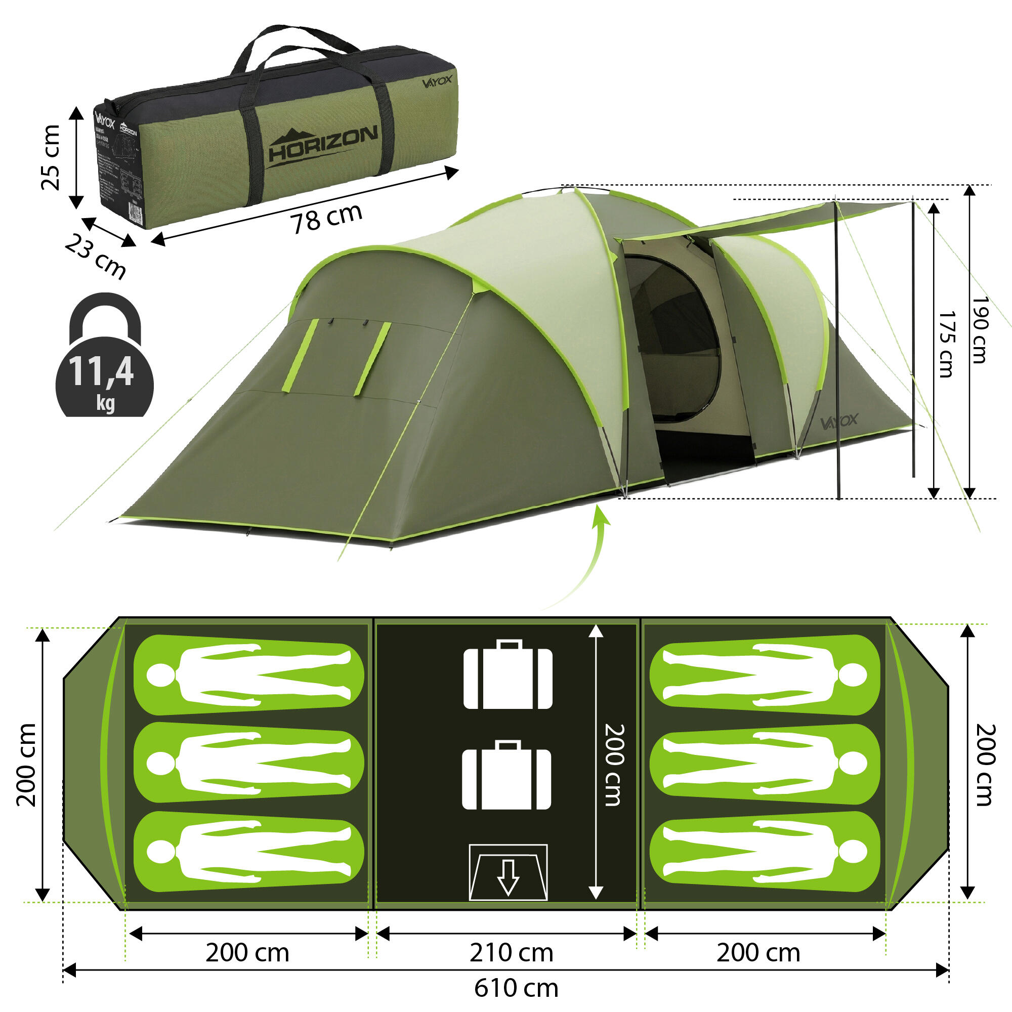 Campingzelt Vayox VA0430 Horizon 6-Personen 5/8