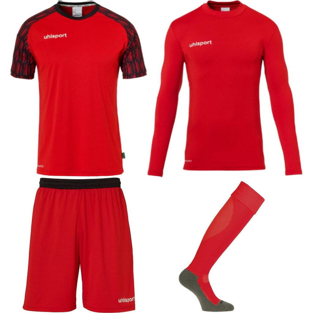 Kid's long-sleeved jersey, shorts, baselayer and goalie socks set Uhlsport React