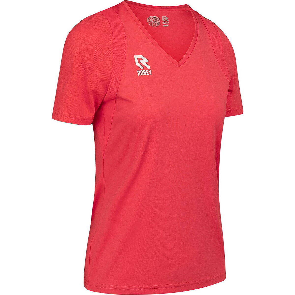 Robey Tennis Smash Tee Femme - Corail, col V, manches courtes L 3/5