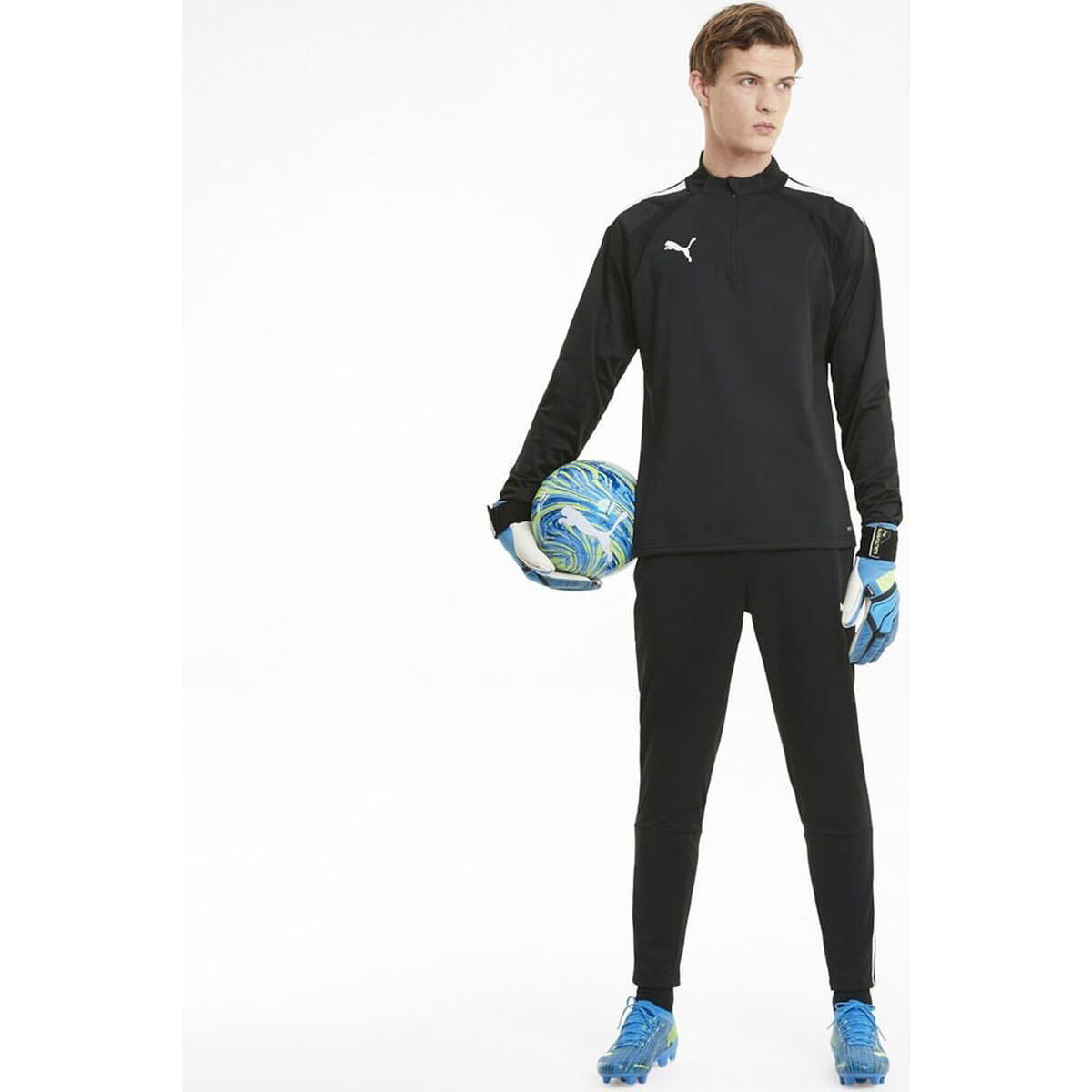 Maglia da calcio a maniche lunghe con mezza zip teamLIGA Youth PUMA Black White 5/6