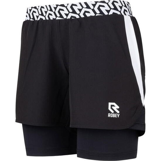 Short de gym - Fitness - Femmes - 2-en-1 - Noir