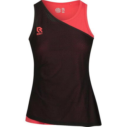 Haut - Tennis - Femme - Ajusté, respirant - Tennis Smash - Noir/Corail