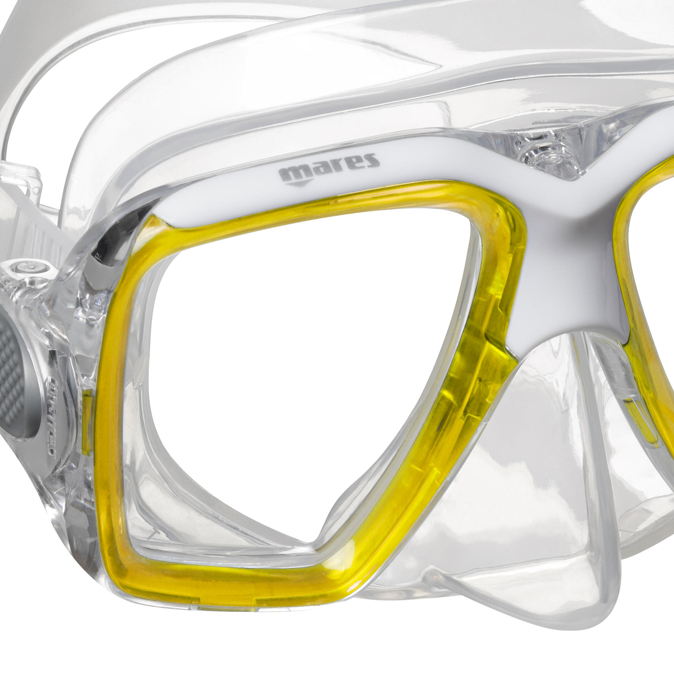 Máscara Snorkel Doble Cristal Ray Silicona Hebillas Integradas Ergonómica 3/4