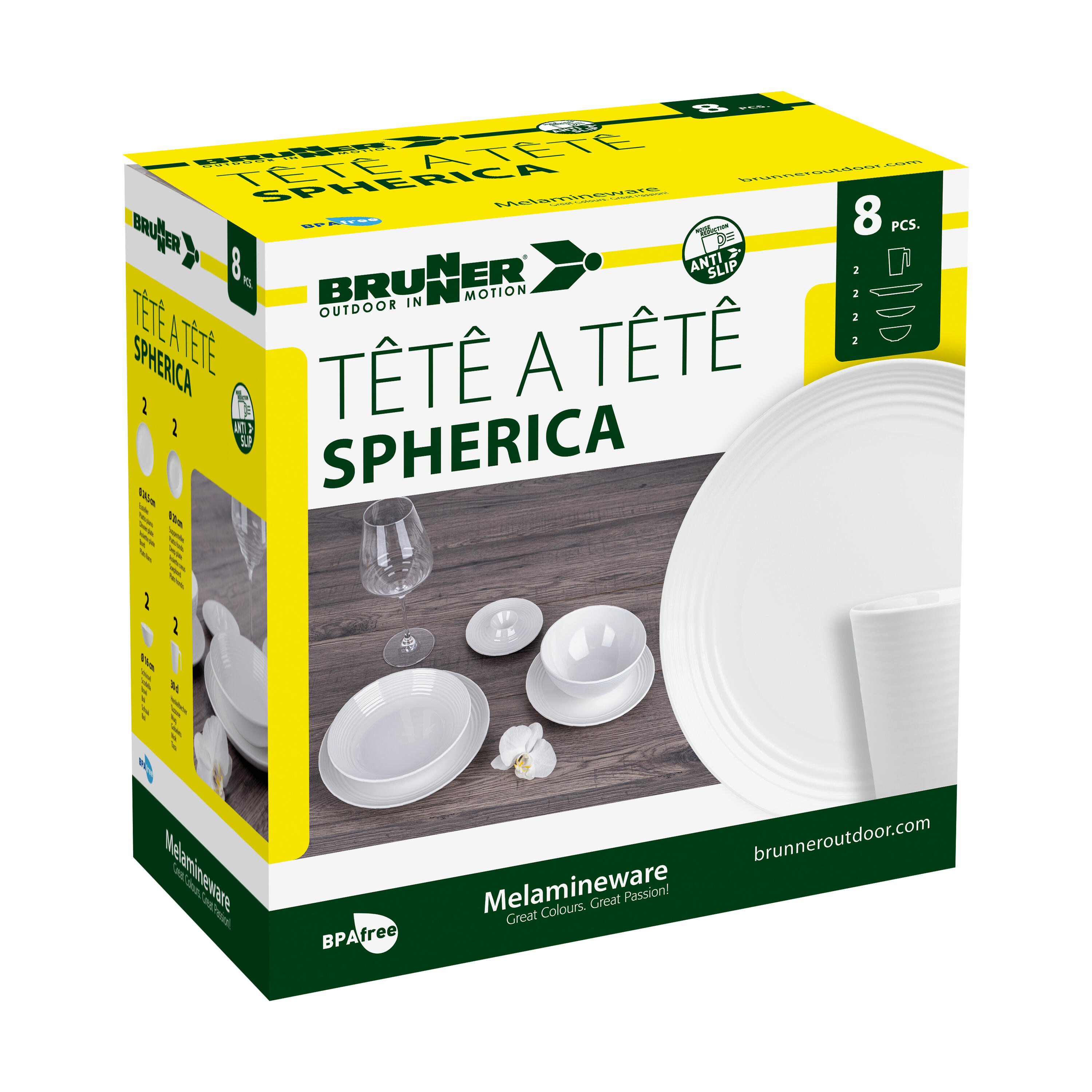 Brunner set de vajilla camping melamina 8 piezas spherica 7/7