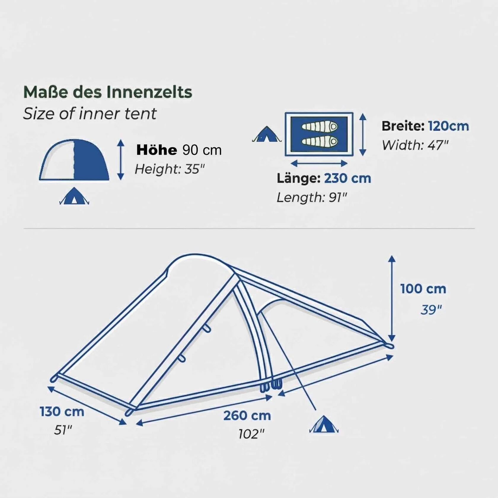 2 Personen Zelt  Bikerzelt 1,9 kg Alugestänge 3000 mm WS 5/5