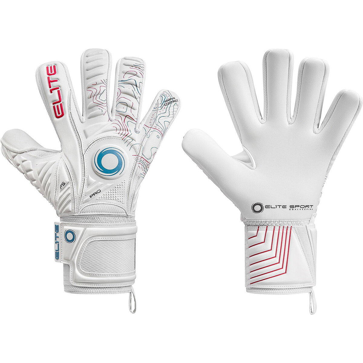 Gants de gardien Elite Sport Pulsar - Blanc / Bleu / Rouge taille 8 2/2