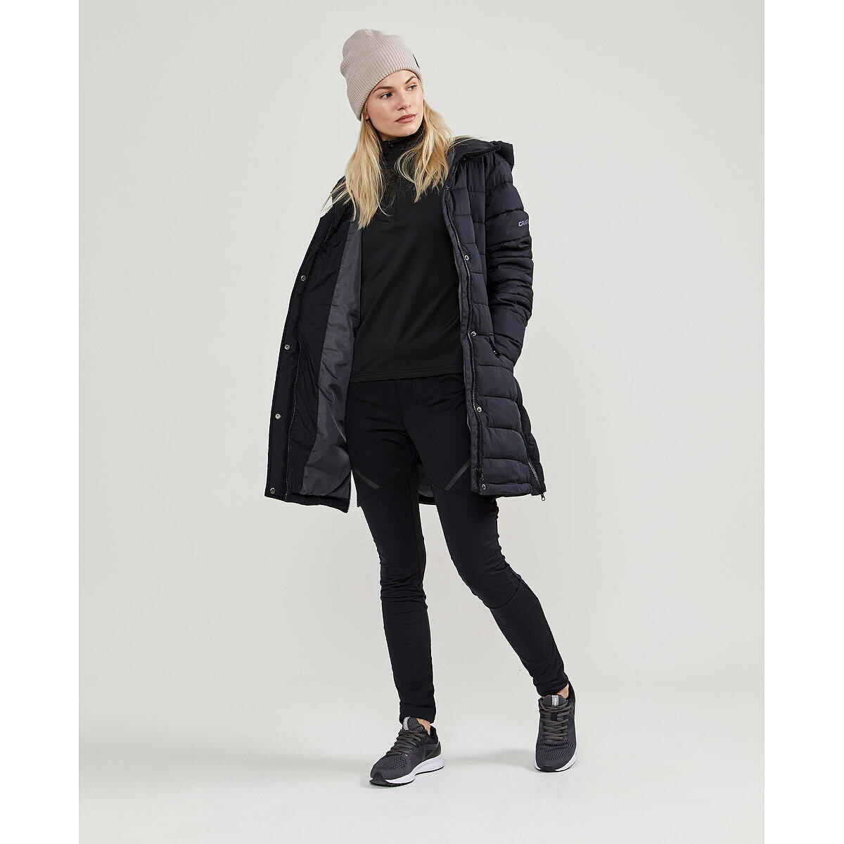 Camisa intermédia de esqui - Ski - Senhora - meia-fecho - Preto 2/5