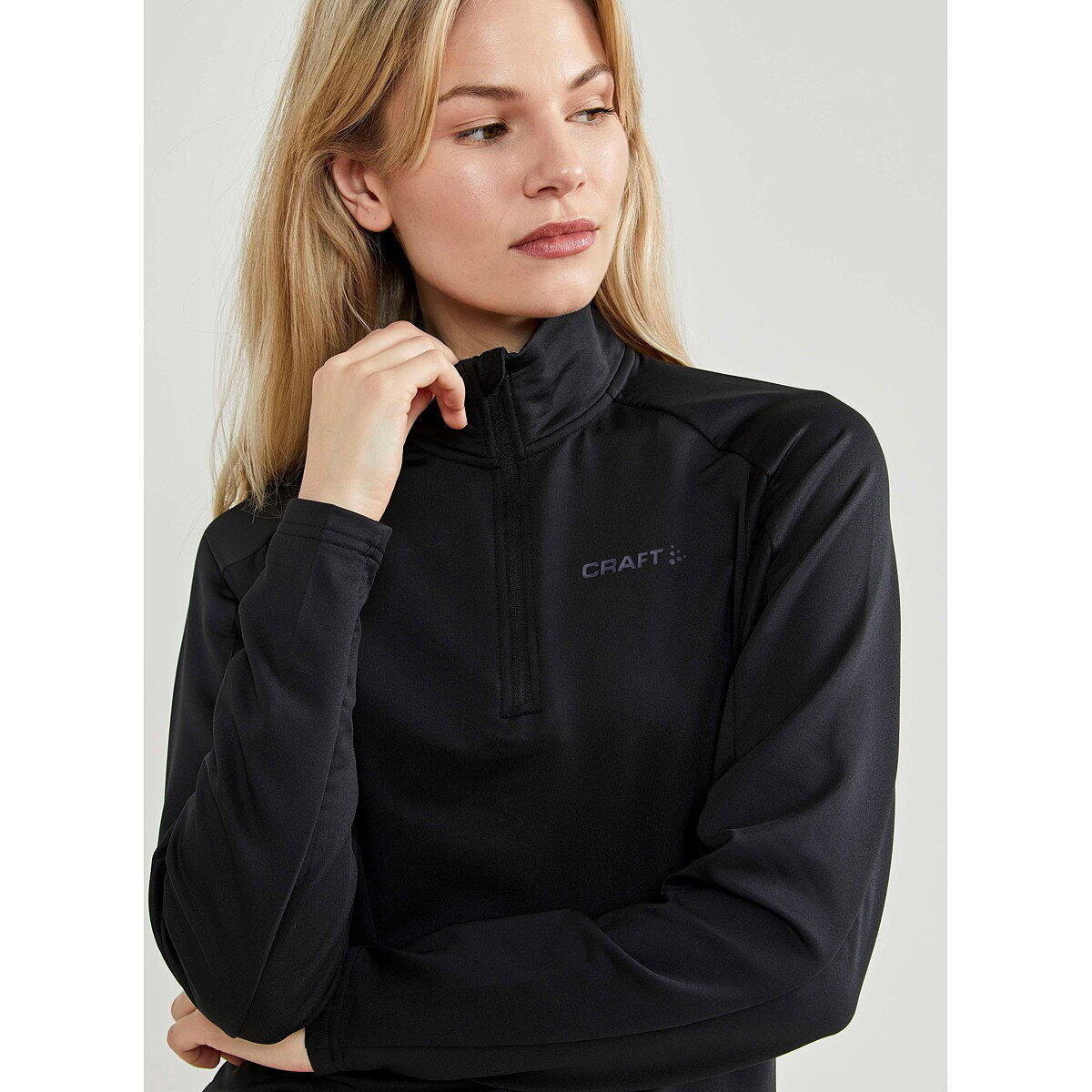 Camisa intermédia de esqui - Ski - Senhora - meia-fecho - Preto 4/5