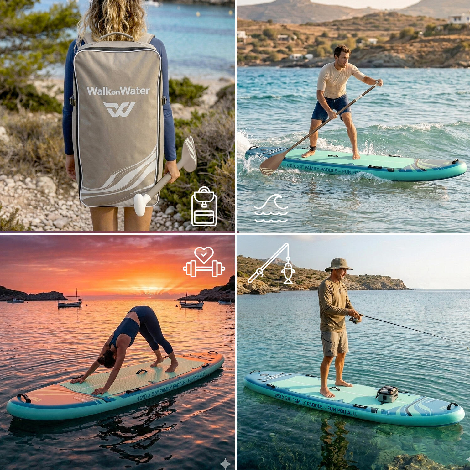 Paddle inflable WOW Beacher de 12’ – ultraestable, gran capacidad, dúo+ 2/7