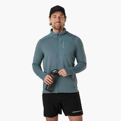 Heren hiking training sweater quick dry ultra light tech midlayer full zip