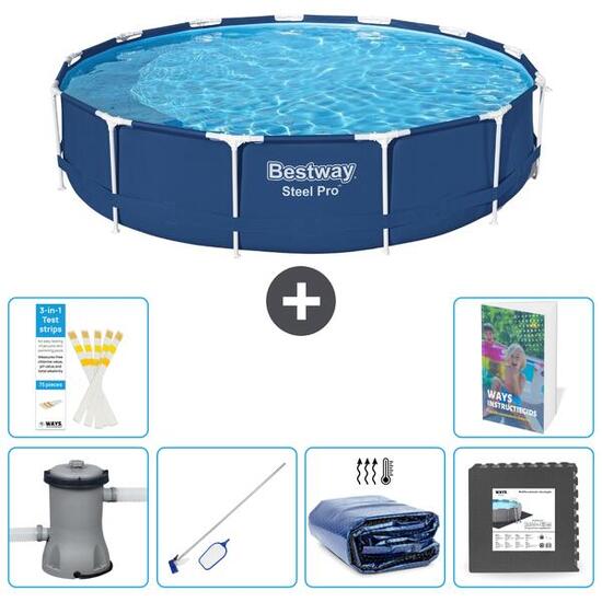 BESTWAY Basen Steel Pro Okrągły - 396x84 cm - 7-częściowy S217