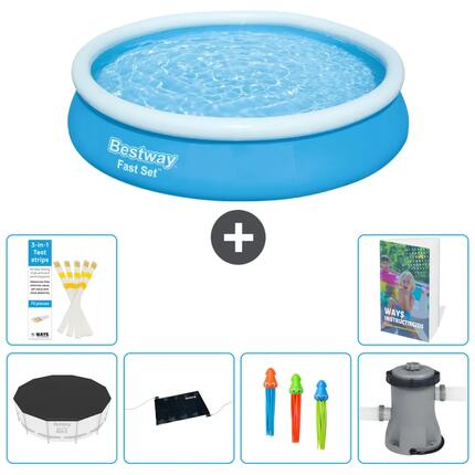 BESTWAY Basen Fast Set Okrągły - 366x76 cm - 7-częściowy S37
