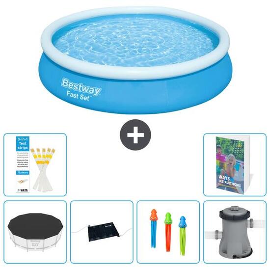 BESTWAY Basen Fast Set Okrągły - 366x76 cm - 7-częściowy S37