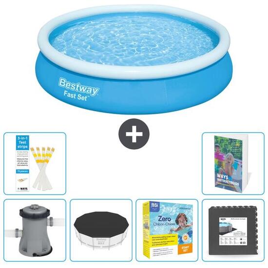 BESTWAY Basen Fast Set Okrągły - 366x76 cm - 7-częściowy S259