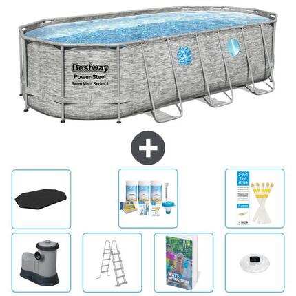 BESTWAY Basen Power Steel Owalny - 549x274x122 cm - 8-częściowy S576