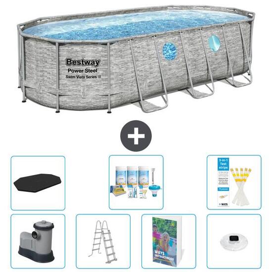 BESTWAY Basen Power Steel Owalny - 549x274x122 cm - 8-częściowy S576