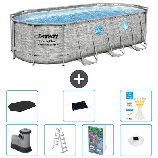 BESTWAY Basen Power Steel Owalny - 549x274x122 cm - 8-częściowy S598