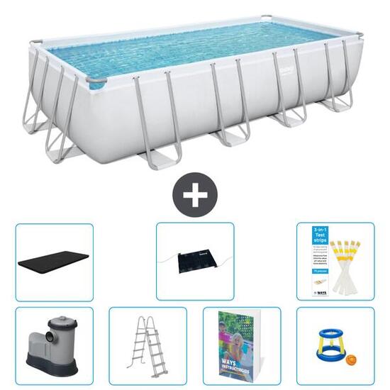 BESTWAY Basen Power Steel Prostokątny - 549x274x122 cm - 8-częściowy S559