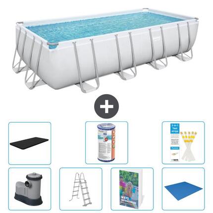 BESTWAY Basen Power Steel Prostokątny - 549x274x122 cm - 8-częściowy S594