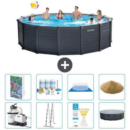 Piscine Graphite Panel Ronde - 478x124 cm - 7-pièces S569