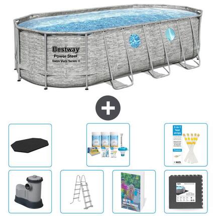 BESTWAY Basen Power Steel Owalny - 549x274x122 cm - 8-częściowy S581