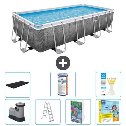 BESTWAY Basen Power Steel Prostokątny - 549x274x122 cm - 8-częściowy S572
