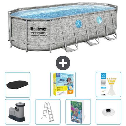 BESTWAY Basen Power Steel Owalny - 549x274x122 cm - 8-częściowy S526