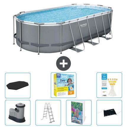 BESTWAY Basen Power Steel Owalny - 549x274x122 cm - 8-częściowy S582