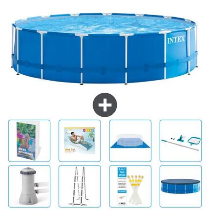 INTEX Basen ze stelażem Okrągły - 457x122 cm - 9-częściowy S618