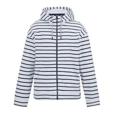 Dames bayletta gestreepte hoodie met volledige ritssluiting (wit, marine)