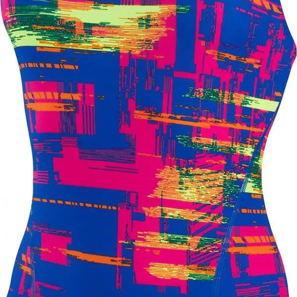 Speedo Allover RecordBreaker 1 Piece Swimsuit Blue Pink