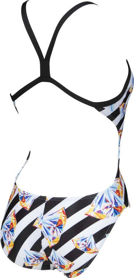 Arena Crazy Diamonds Challenge Back Women's One-Piece Swimsuit White Black 3/4