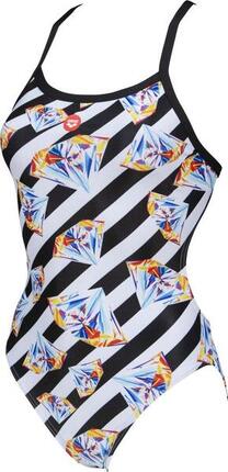 Arena Crazy Diamonds Challenge Back Damen Badeanzug Weiß Schwarz