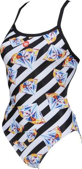 Arena Crazy Diamonds Challenge Back Damen Badeanzug Weiß Schwarz