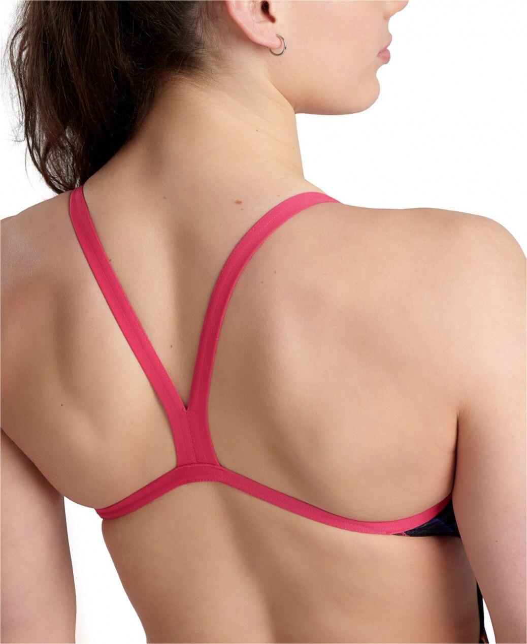 Maillot de Bain 1 Pièce Arena Allover Challenge Back Bleu Rose 4/4