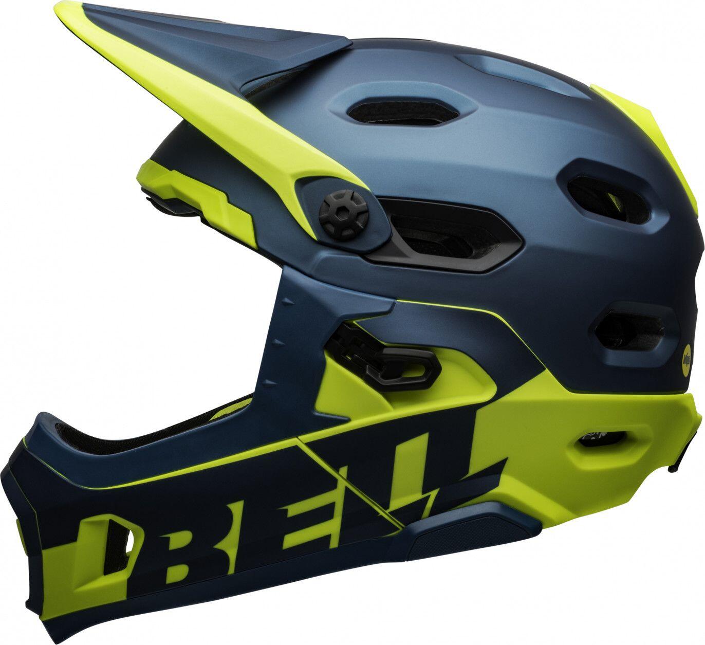 Bell Super DH Mips Helmet with Removable Chinstrap Blue Yellow 2021 3/5