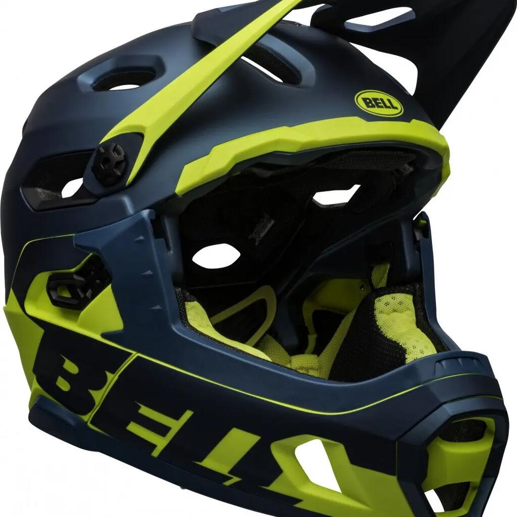 Bell Super DH Mips Helmet with Removable Chinstrap Blue Yellow 2021