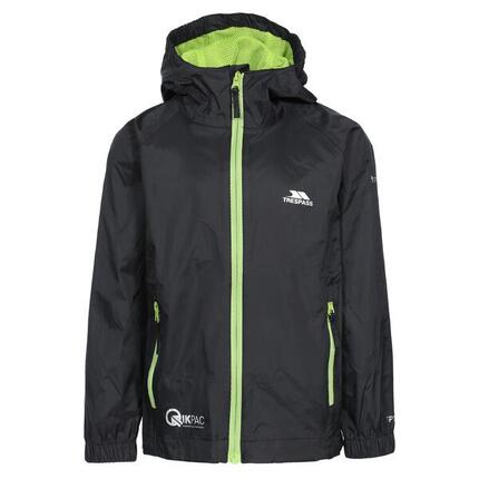 2058 Veste Imperméable Enfant Packaway - Noire, capuche réglable